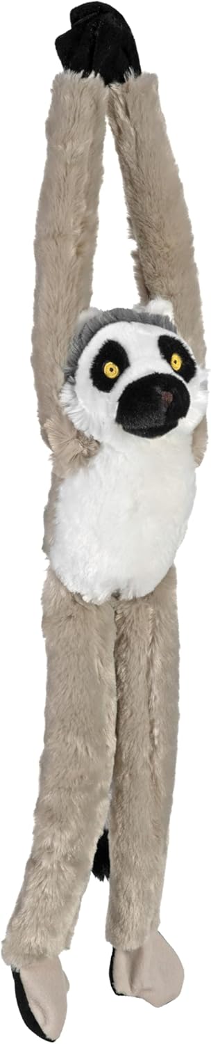 Wild Republic Ecokins Hanging Ring Tailed Lemur, Stuffed Animal, 22 inches, Gift for Kids, Plush Toy, Made from Spun Recycled Water Bottles, Eco Friendly, Child’s Room Decor