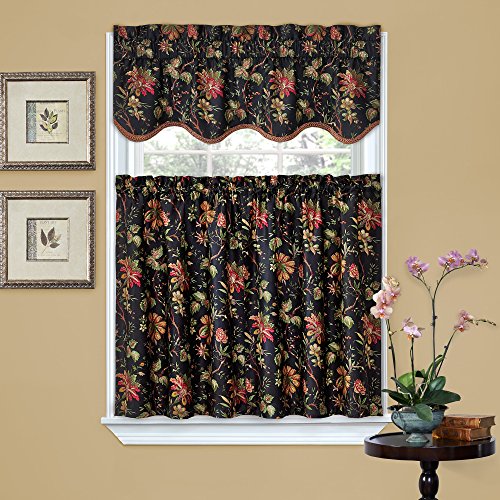 Image of Waverly Felicite Noir Tier Pair - 100% Cotton Sateen - 60 inch X 36 inch