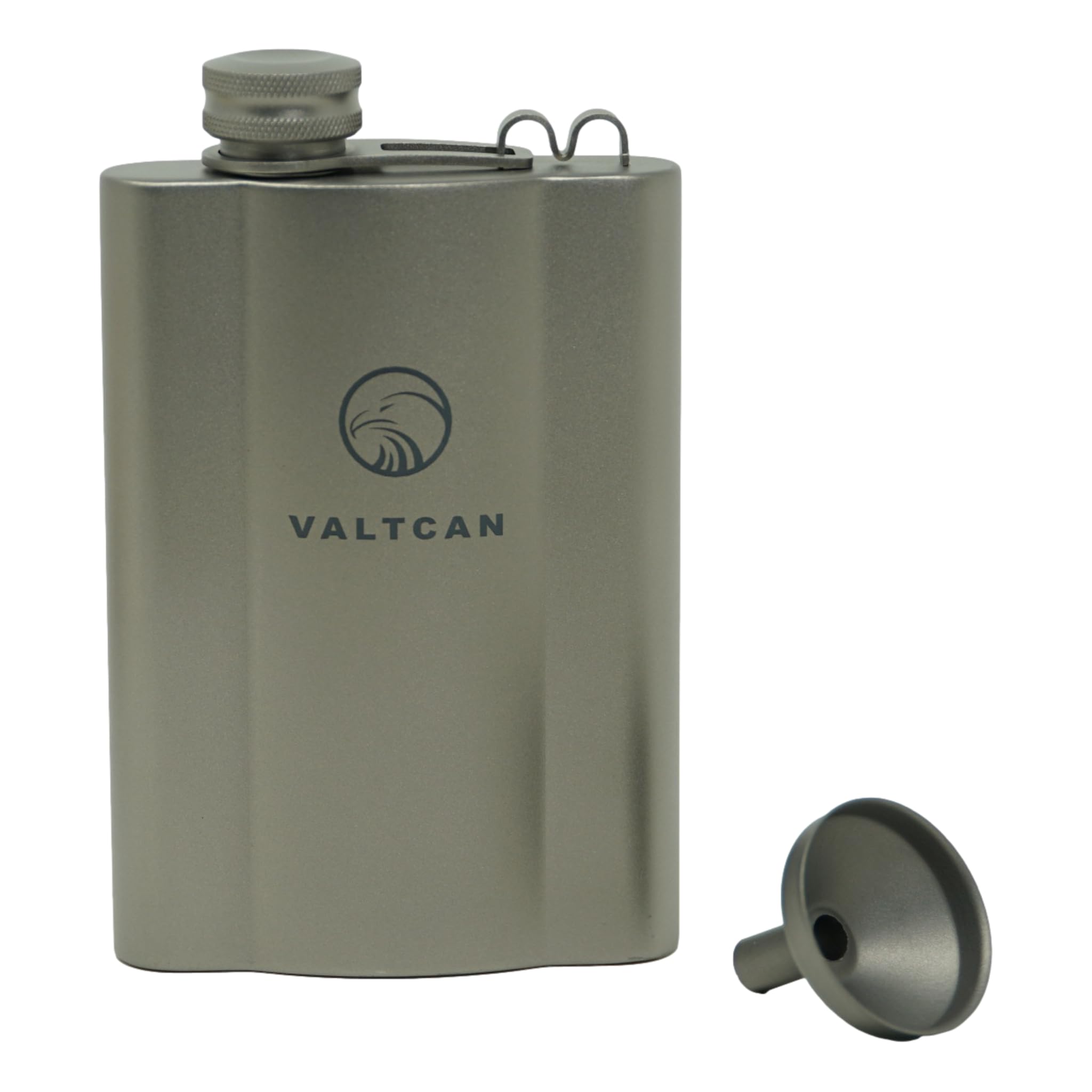 Valtcan Titanium Hip Flask Canteen Military Design180ml 6 oz Capacity Camping Hiking with Custom Ti Funnel Ultralight 144g