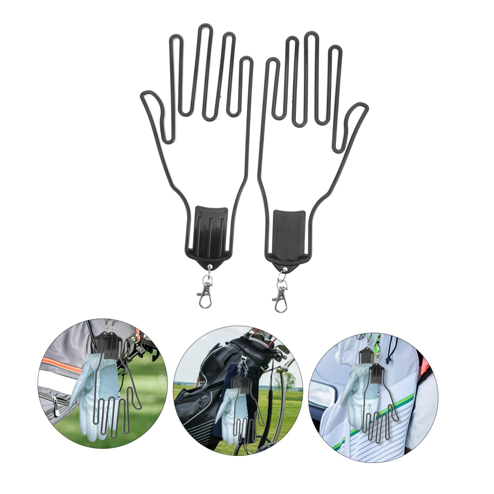 YARNOW Soporte para Guantes De Golf Golfs Colgador De Guantes De Golf Estante Apoya Colgante Pararse Deportes Práctico Titulares Júnior Portátil Black El Plastico