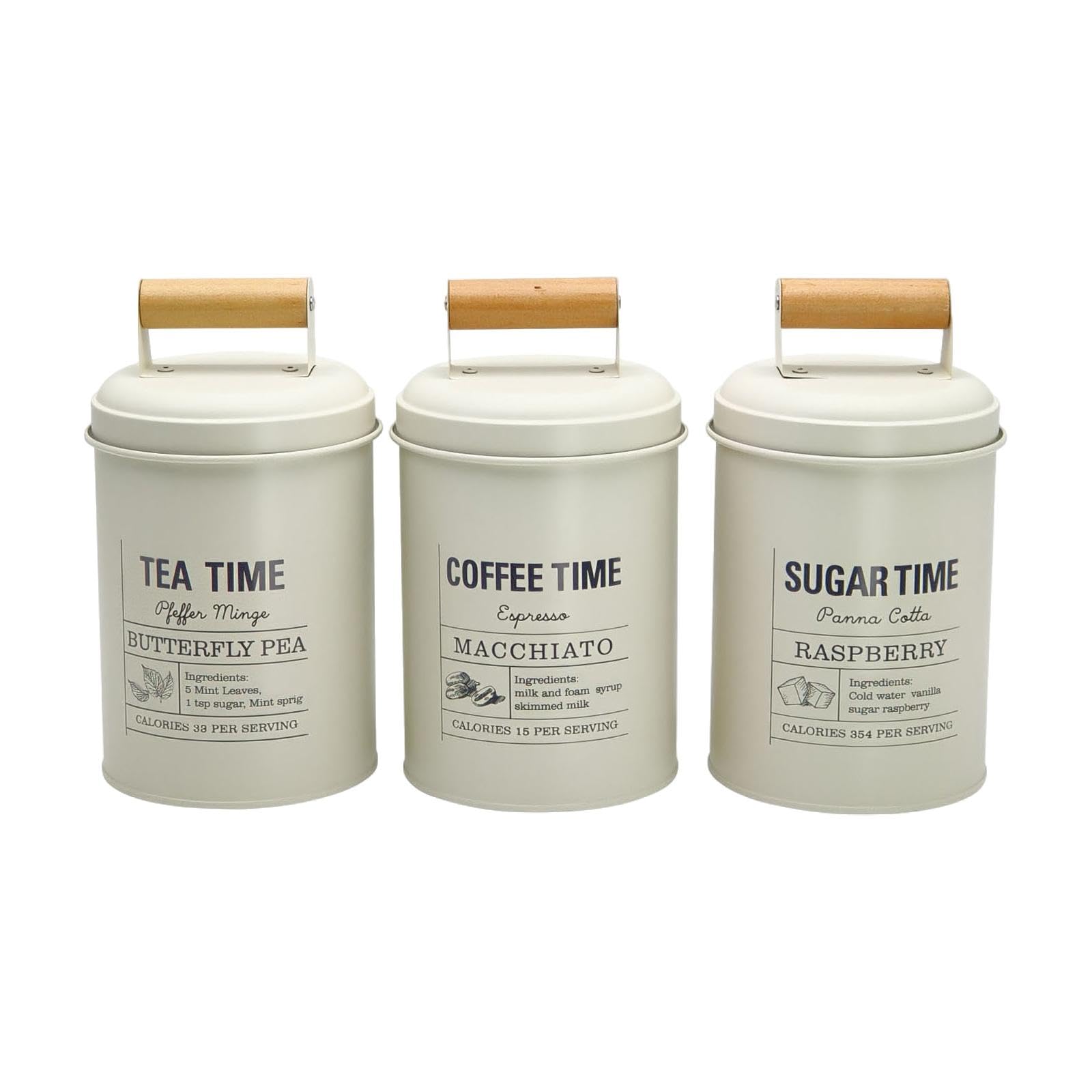 Generic 3 Pezzi Contenitori Da Cucina in Metallo, Decorazioni Versatili, Lattine Salvaspazio, Contenitori per Caffè, Tè E Zucchero per Piano di Lavoro, Casa C