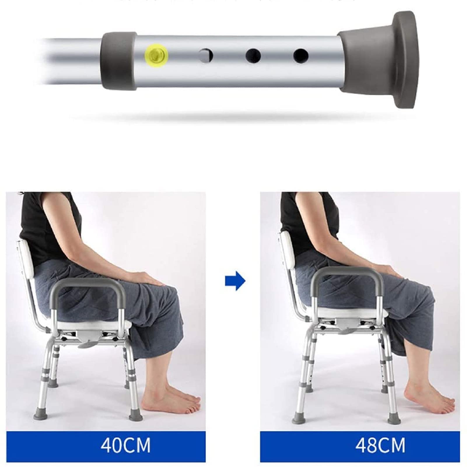 HOLiv Silla De Ducha 360º Giratoria BañEra Silla Ajustable En Altura Silla De Ducha Reposabrazos para Asiento Giratorio para Ancianos Personas Mayores, Carga Máxima 150 Kg