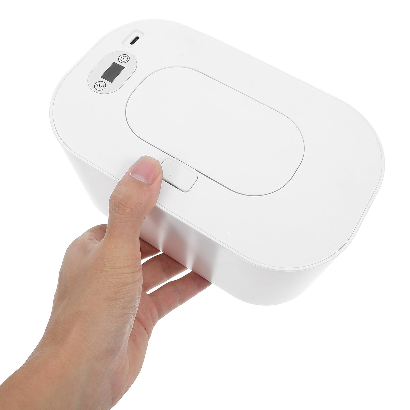 Calentador de Toallitas para Bebés Pantalla LED y Control de Temperatura, Caja de Almacenamiento Portátil de Pp para Cambio de Pañales y Uso al Aire Libre