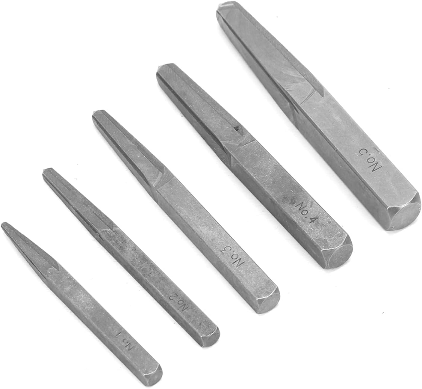5Pcs Broken Bolt Extractor Straight, M4-M18 Straight Fluted Screw Extractor Set, Carbon Steel Removal Tool Square Type for Broken Bolt Thread Remove, 5 Different Size image 4