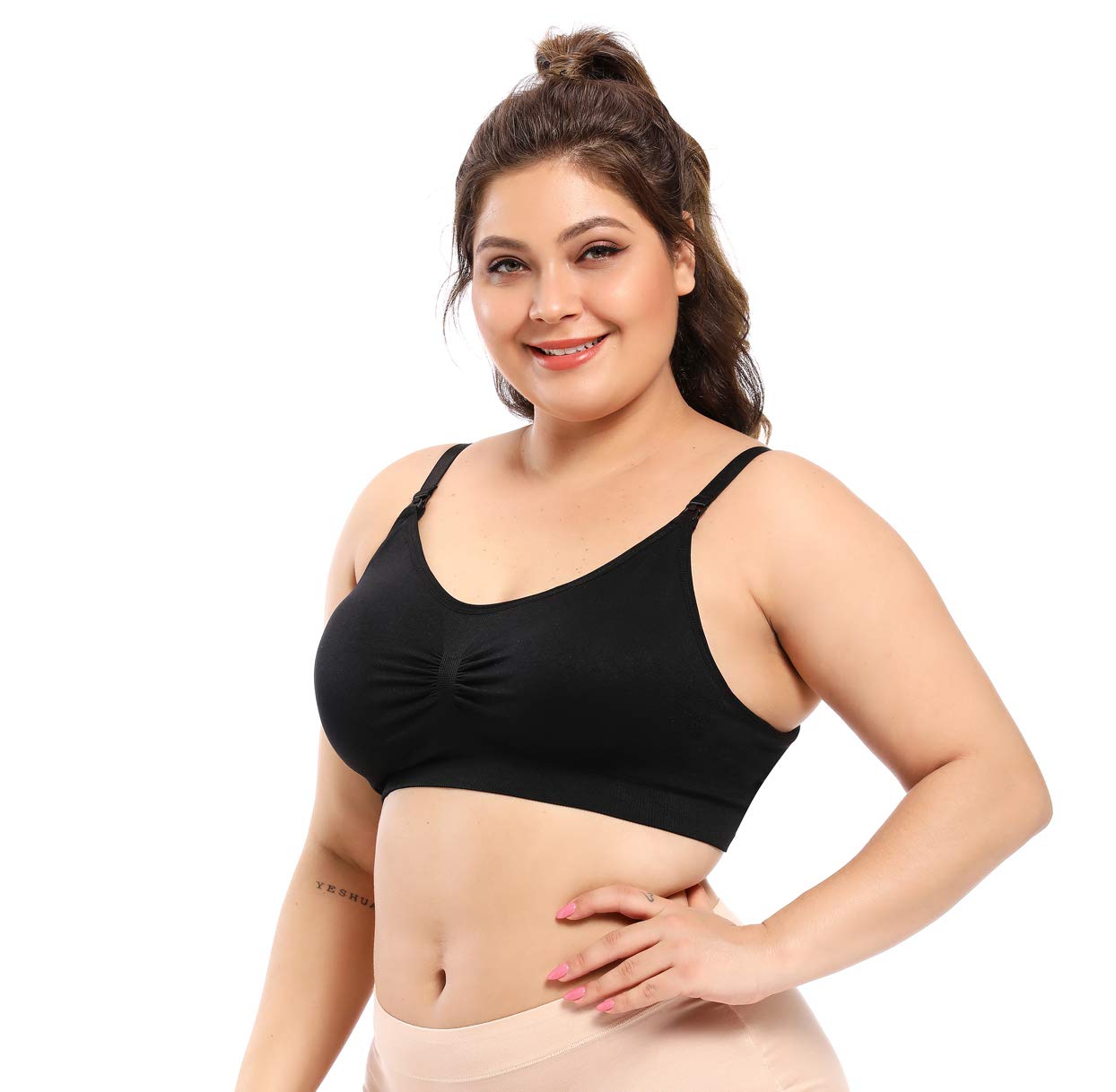 Colomi Women's Black Seamless Maternity Nursing Bra Wireless Breastfeeding Sleep Bralette For Pregnancy (, Xxl)