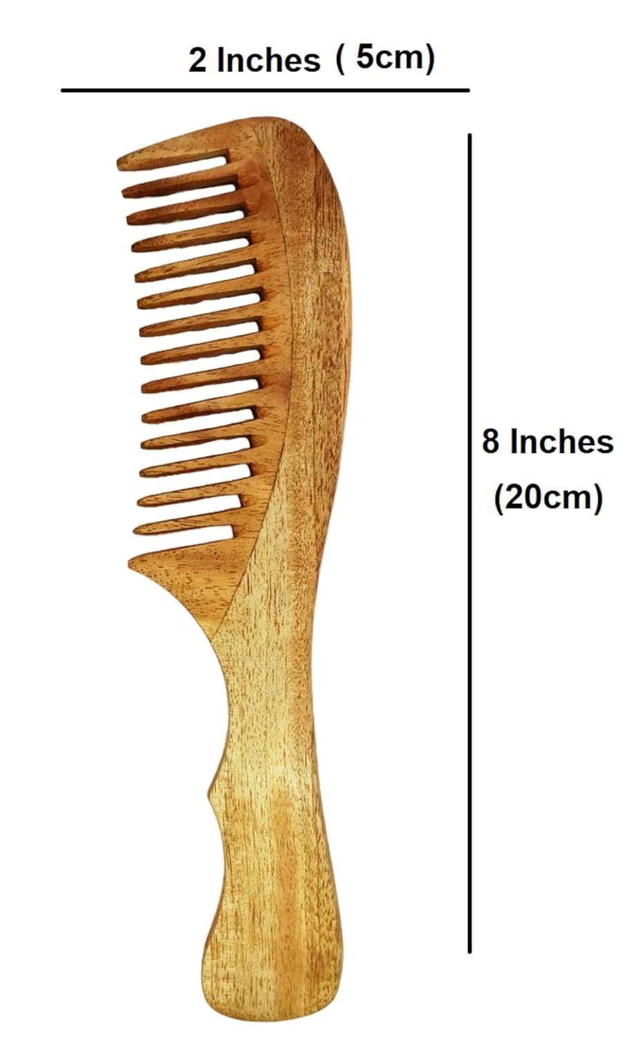 TECHSUPREME Peine de nim 100 % puro y natural para hombres y mujeres, reduce la caída del cabello y controla la caspa, peine de madera de dientes anchos, peine desenredante para barba y bigote para