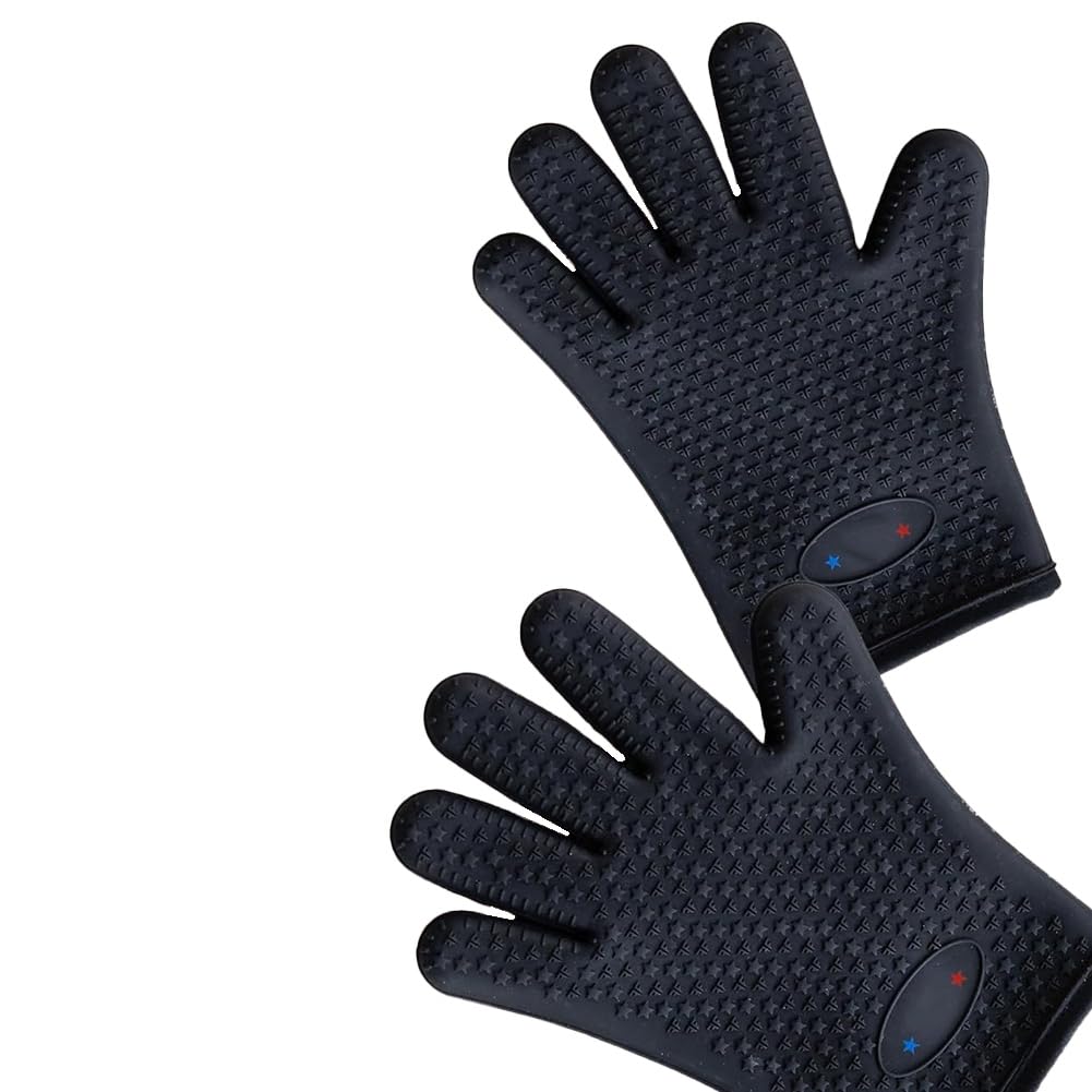 CTRLZS Silicone Oven Mitt Gloves Heat Bbq Gloves with Fingers for Grilling or Smoker Pit, Easy Clean