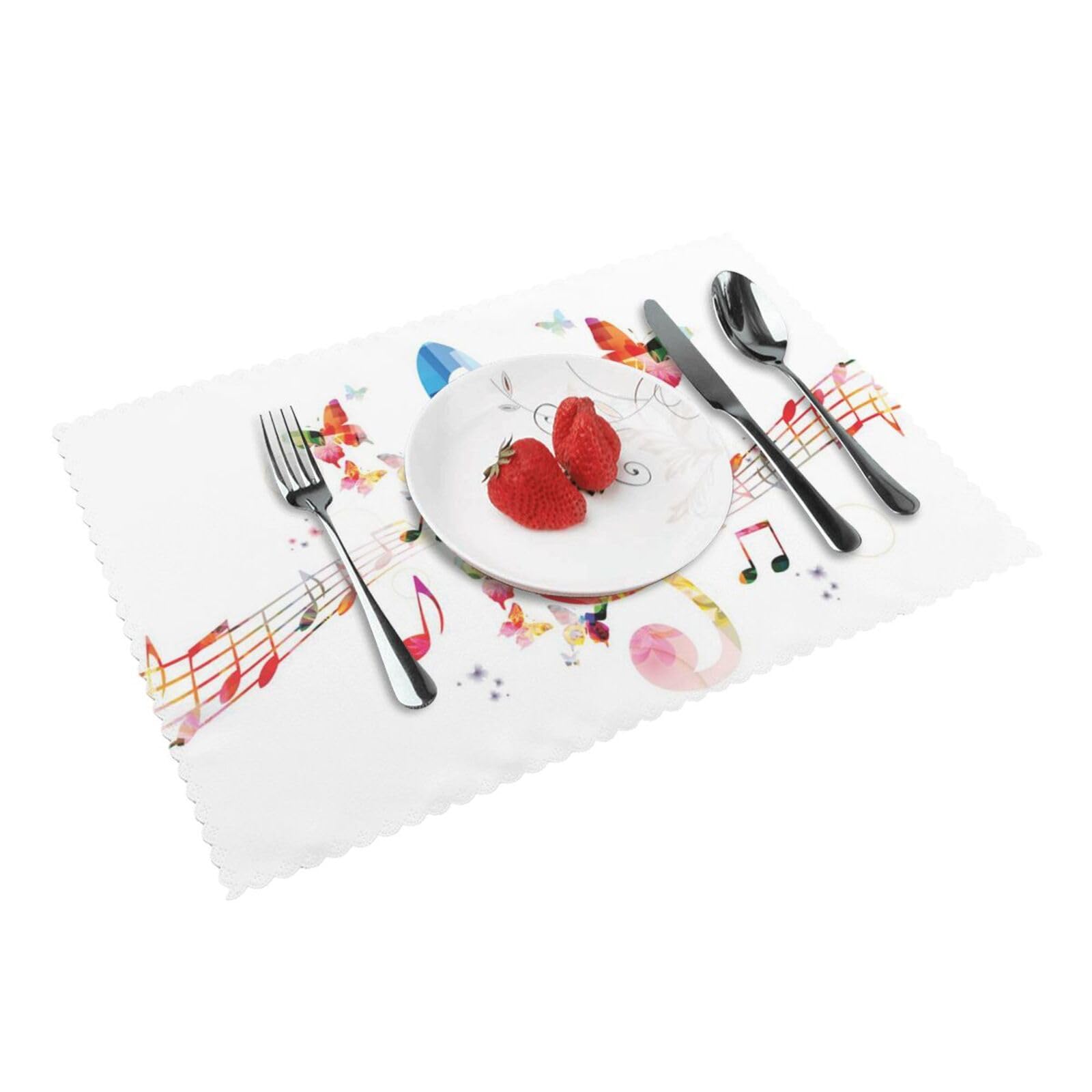4 PCS Heat Resistant Placemat 45x30 CM, Musica Butterfly Printed Non-Slip Place Mats for Kitchen Dining Table Indoor Outdoor
