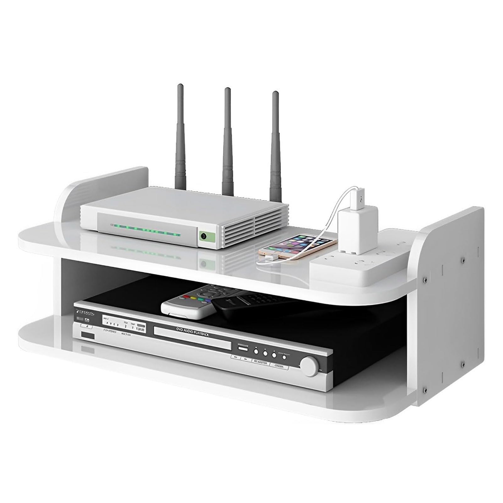 Etagere sous tele esmen pour cacher les cables du decodeur