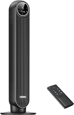 Dreo Silent Tower Fan, 7.3m/s Velocity Electric Cooling Fan with Remote Control 90° Oscillating 4 Speeds 4 Modes 8H Timer LED