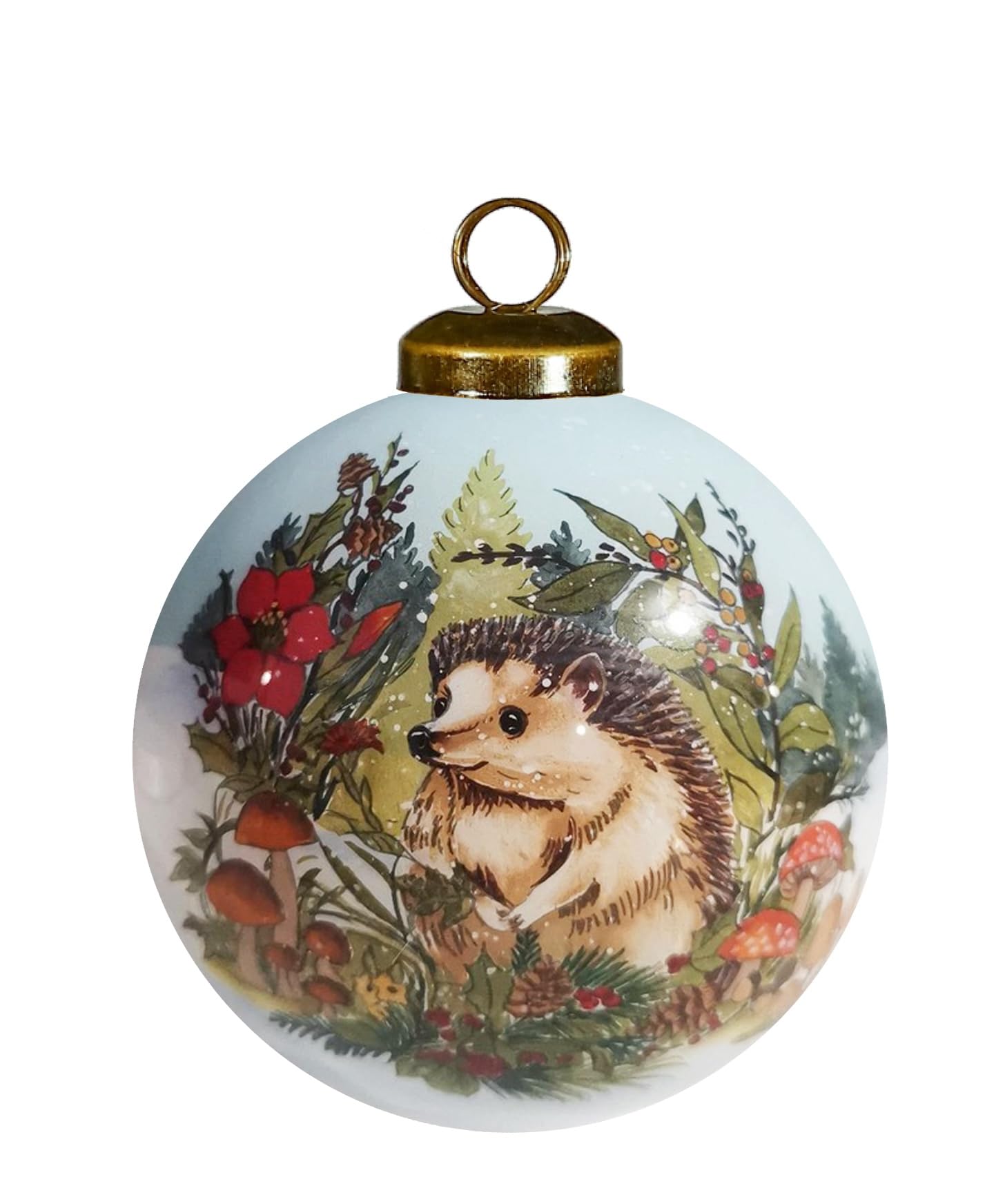 Hedgehog Christmas Ornament – Hand-Painted Glass Winter Hedgehog Ornament – Woodland Animal Ornament for Christmas Tree – Cute Hedgehog Decoration