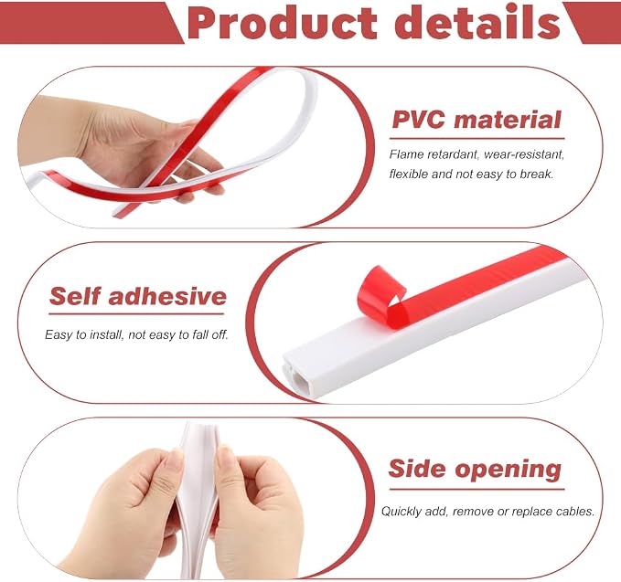 Cubierta Adhesiva para Cables de Pared 118 Pulgadas PVC Blanco miniatura 9