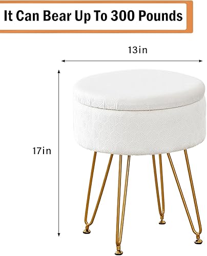 Miniatura 3 de Cpintltr Otomana de Almacenamiento de Terciopelo Redonda Reposapiés Taburete Multifuncional Otomana Tapizada Moderna Taburetes de Tocador de Acento
