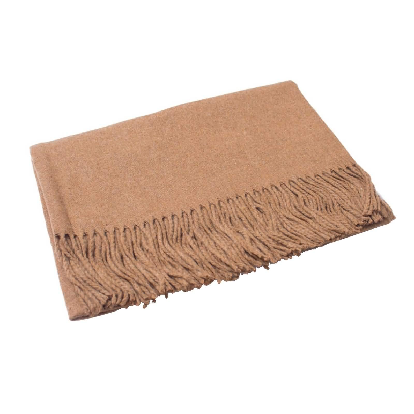 Sciarpa maschile, sciarpe pianura lana tinta unita frangia caldo inverno morbido uomo abbigliamento accessori regali, Marrone