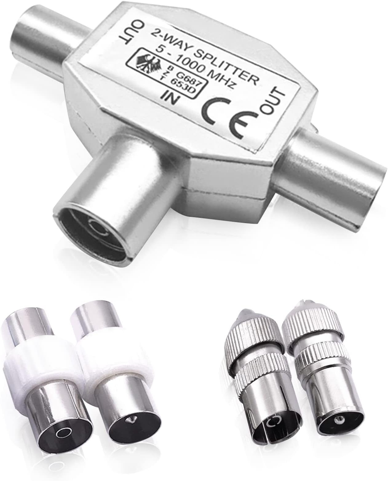 SmartMaster TV Aerial Splitter 2 Way, Cable TV Coax Splitter with