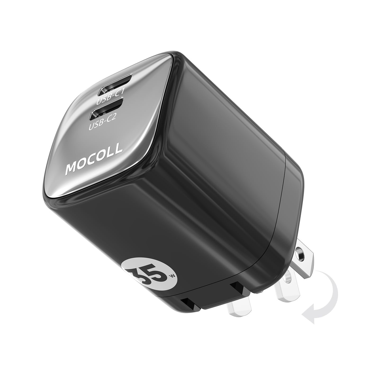 35W USB C Charger Block, 2-Ports GaN Small Adapter with Foldable Plug Wall Charger, MOCOLL Type C Super Fast Charging for iPhone 15 Pro Max/14/13, Galaxy S24 Ultra/S23 Ultra Charger (Black)