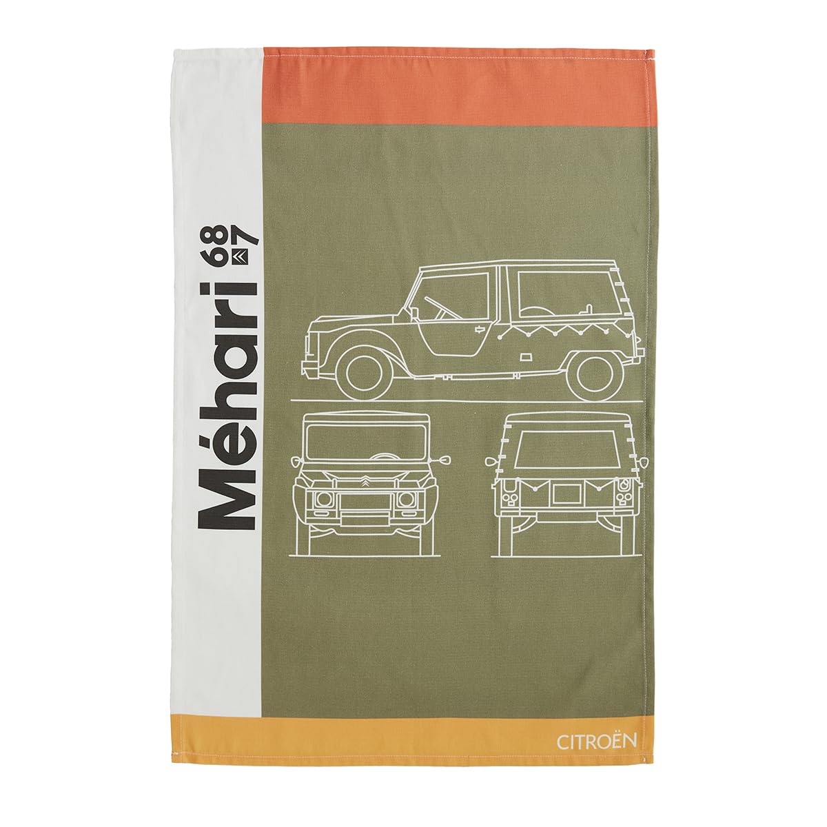 Coucke Printed Cotton Tea Towel, Citroen Mehari, 50 x 75 cm, Citroën Mehari