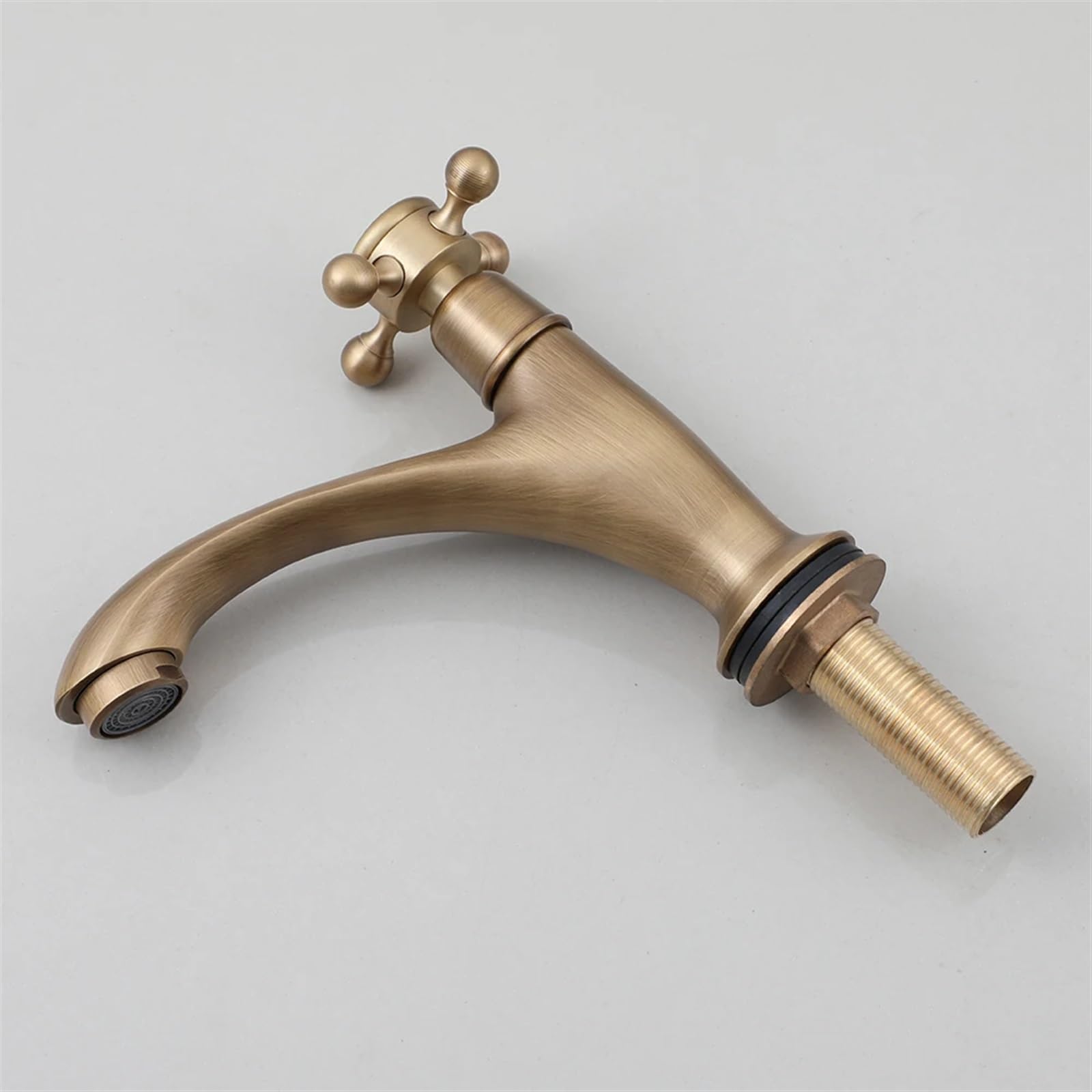 Robinet Salle Bain Robinet de lavabo de Salle de Bain en Laiton Antique, poignée croisée, contrôle de Rotation, Sortie d'eau Froide Unique, robinets de Baignoire montés sur Le Pont