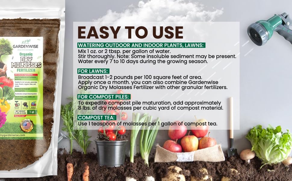 Miniatura 5 de GARDENWISE Melaza seca - Bioestimulante orgánico vegetal para una zona radicular mejorada, vitalidad vegetal y salud próspera del suelo, ideal para