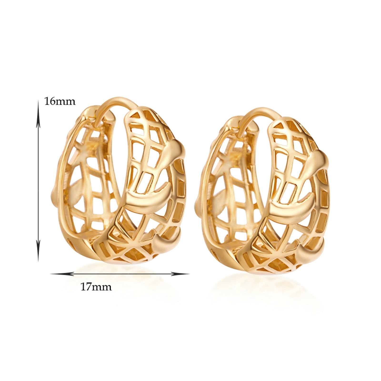 AMDXD Pendientes de oro real para mujer, oro amarillo 750 de 18 quilates, diseño hueco, pendientes de aro pequeños Au750