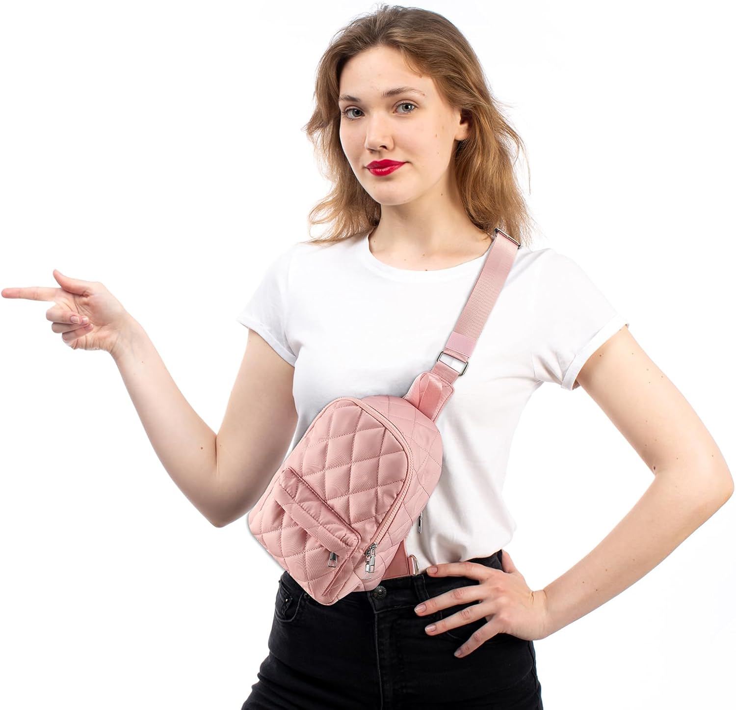 Small Sling Bag for Women Quilted Crossbody Backpack, Chest Bag Cross body Purse Fanny Packs with Adjustable Strap - Image 6