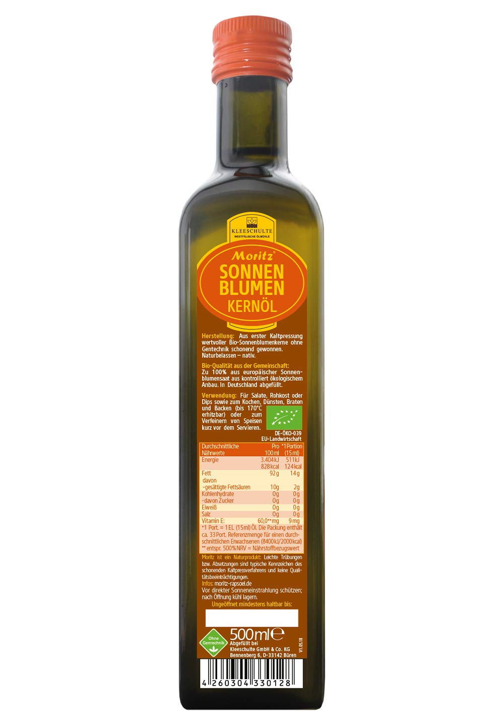 MORITZ Sonnenblumenöl SPARPAKET (6 mal 500ml im Karton)…