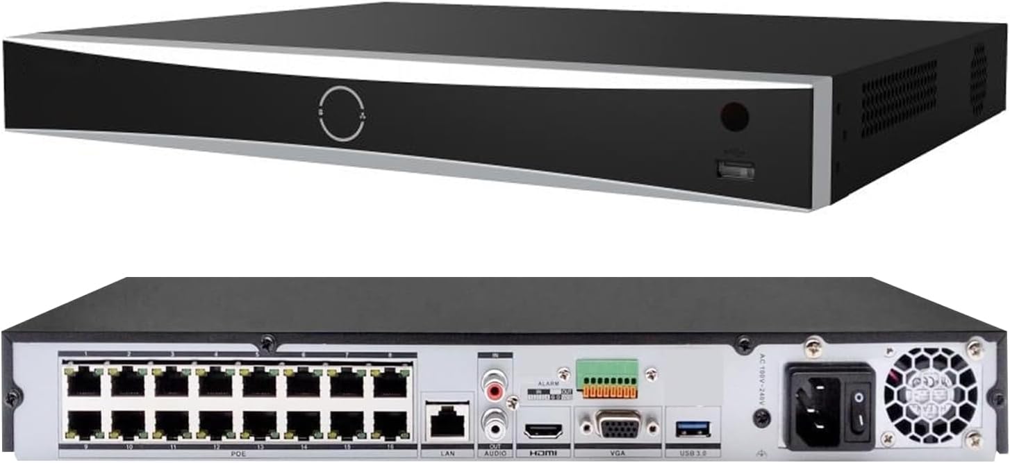 4K PoE 16 Channel NVR DS-7616NXI-K2/16P Network Video Recorder Plug & Play with 16 Power-Over-Ethernet(PoE) interfaces,Work with 12 MP/8 MP/6 MP/5 MP/4 MP/3 MP/1080p IP Camera