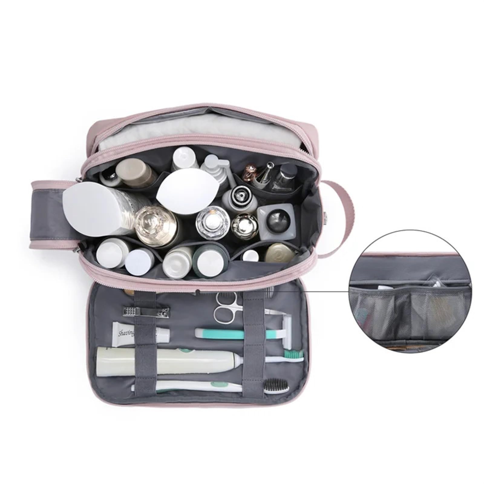 Neceser de Viaje para Mujer Bolsa de Almacenamiento cosméticos for Maquillaje, Bolsa Aseo for Mujer, Conjunto Viaje for Hombre, Afeitar Impermeable(S-Pink)