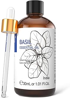 HIQILI 1 Fl Oz Basil Essential Oil, 100% Pure Undiluted for Skin, Diffuser - 30ml