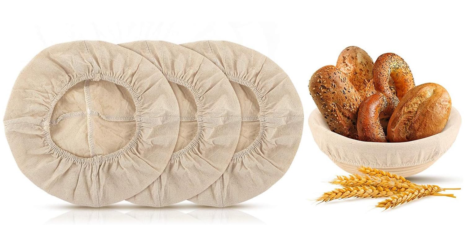 3 Foderine In Lino Per Cestini Pane - Copertura Ovale Per Lievitazione - Naturale 25,4 Cm - Foto 4