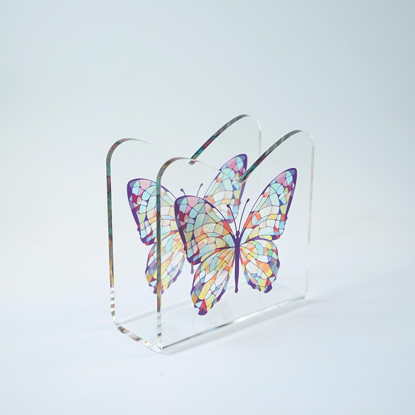 Acrylic Transparent Crystal Decorative Butterfly Tabletop Napkin Holder For Table/Freestanding Tissue Dispenser