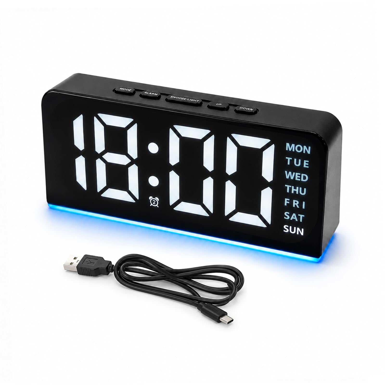 Reloj despertador digital pantalla LED temperatura para mesita de noche