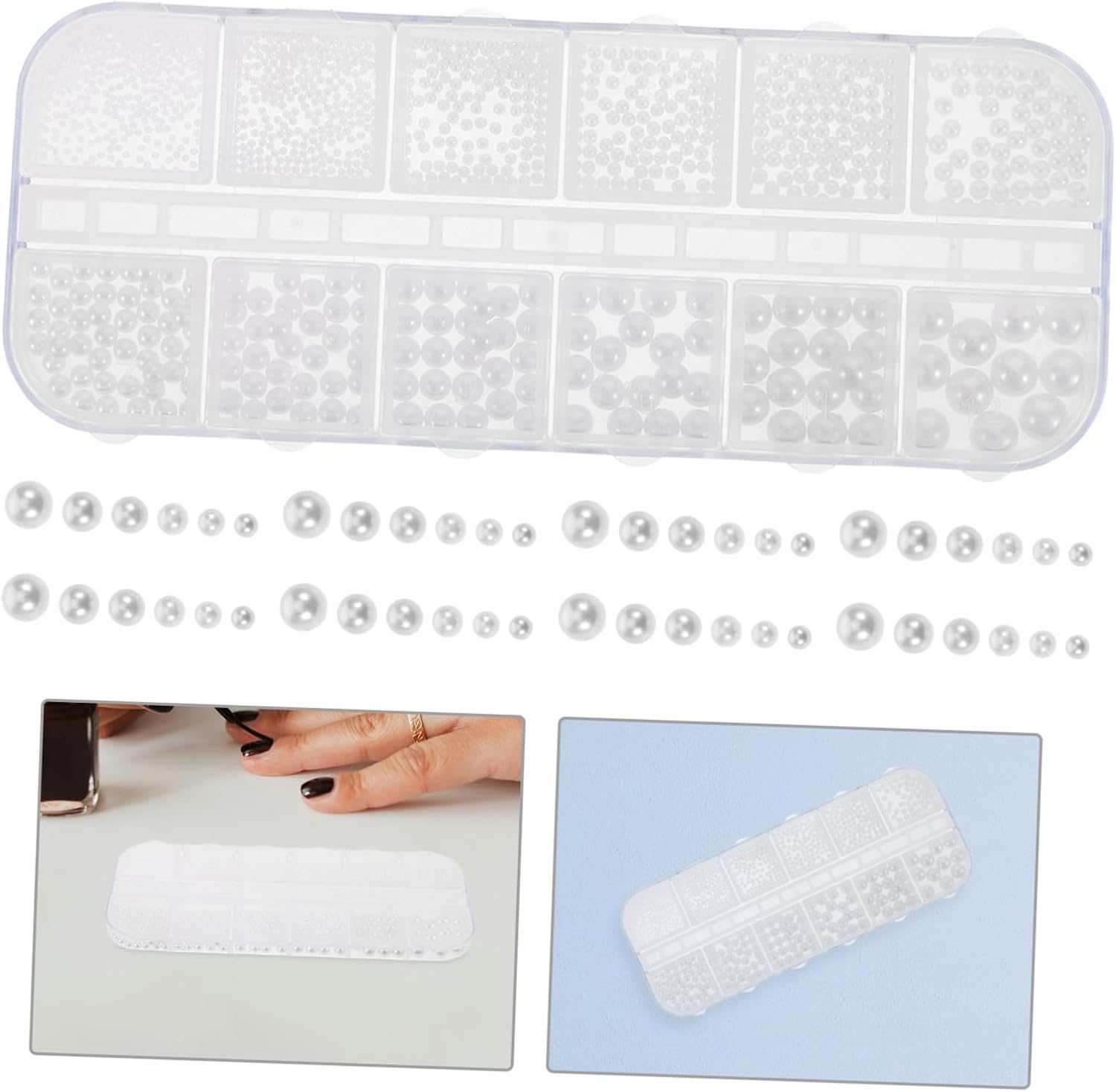 Faux Pearl Nail Charms Flat Back Half Round 2 Boxes