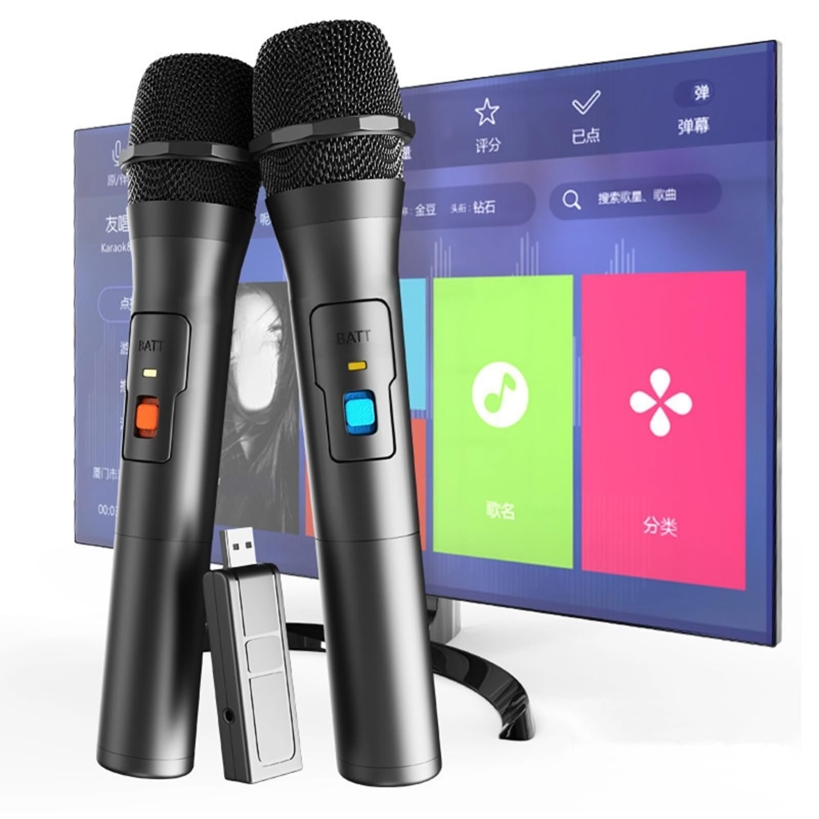 Cuifati VHF V16U bezprzewodowy mikrofon 2 w 1, uniwersalny ręczny głośnik mikrofonowy do karaoke z odbiornikiem USB, odległość transmisji 50 m, przenośny system mikrofonowy do karaoke na imprezy