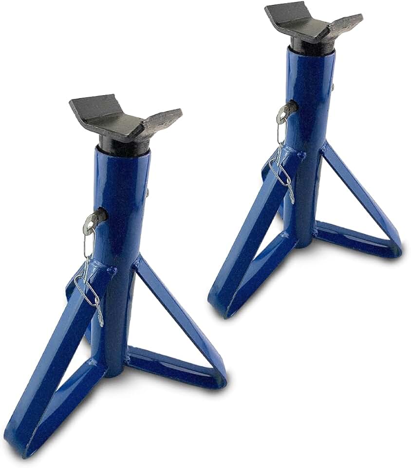 Kit 2 Cavaletes Automotivos de Apoio 2 Ton Cada Tripé Ajustável em Aço Galvanizado com 4 Alturas para Carros, Oficinas Mecânicas e Manutenção Profissional Feron duas toneladas