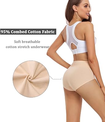 wirarpa Ladies Knickers Cotton Full Briefs High Waisted Underwear Panties for Women Multipack