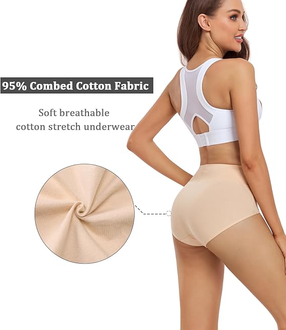 wirarpa Ladies Knickers Cotton Full Briefs High Waisted Underwear Panties for Women Multipack