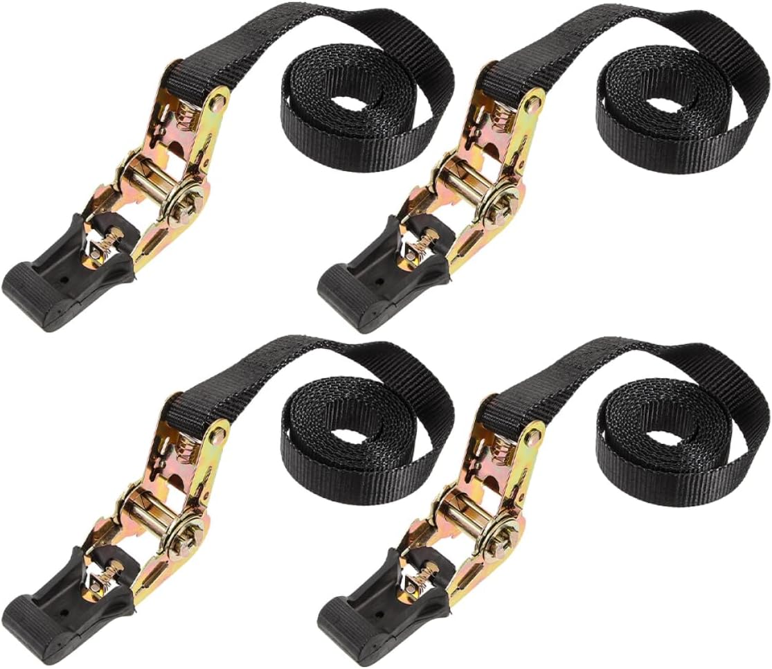 BESTOYARD 4pcs Heavy Duty Ratchet Tie Down Straps Securing Straps for Cargo Appliances and Automotive Use and Versatile for Moving and Transporting