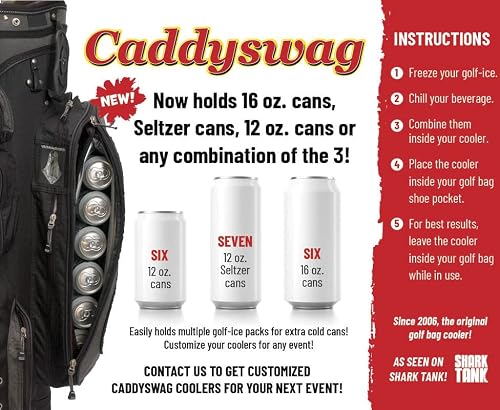 Caddy Swag Golf Bag Cooler Beer Sleeve 6 Can - Fun Golfing Gifts For Men & Women - Camping, Hiking, Traveling, Food, And More (2023 Version) #TOP1