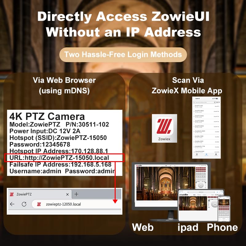 Image of zowietek 4K PTZ Camera, ZowiePTZ, Ergo-Ease Remote Control(No Battery), ZowieX APP Manager, 25X Optical+12X Digital Zoom, SDI /HDMI /USB, RTSP /RTMP(s) /SRT Stream, Meeting, Church, Event, Teaching