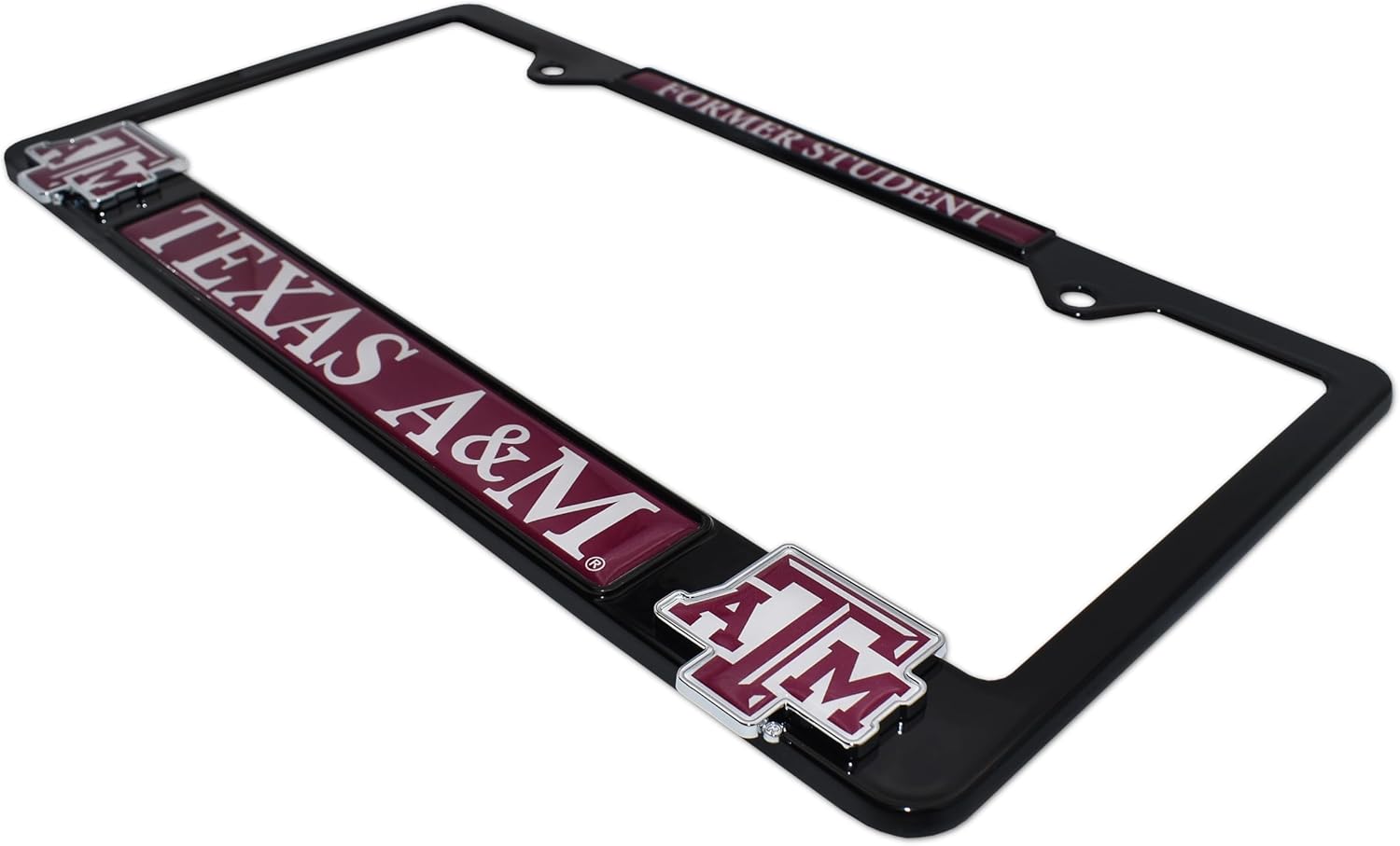 Elektroplate Officially Licensed – Texas A&M University Former Student Black Metal License Plate Frame with 3D Logos affixed | Premium Metal Car Tag Holder | Weather-Proof Automotive Accessory