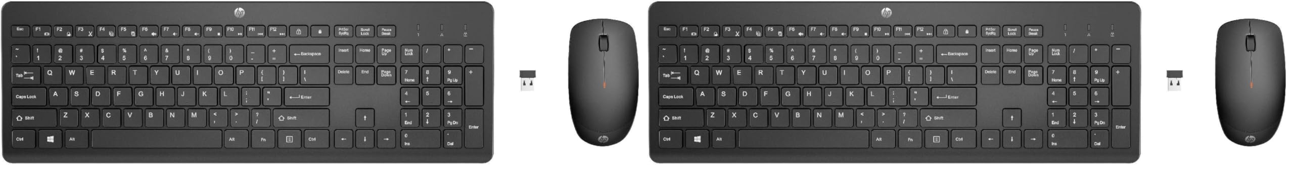 HP 230 Combo Tastiera e Mouse Wireless con Dongle USB-A a 2,4 GHz, Digitazione Silenziosa, Tasti Scelta Rapida e 12 Funzioni, Tastierino Numerico, Mouse a 1600 DPI, Rotella Scorrimento, Nera