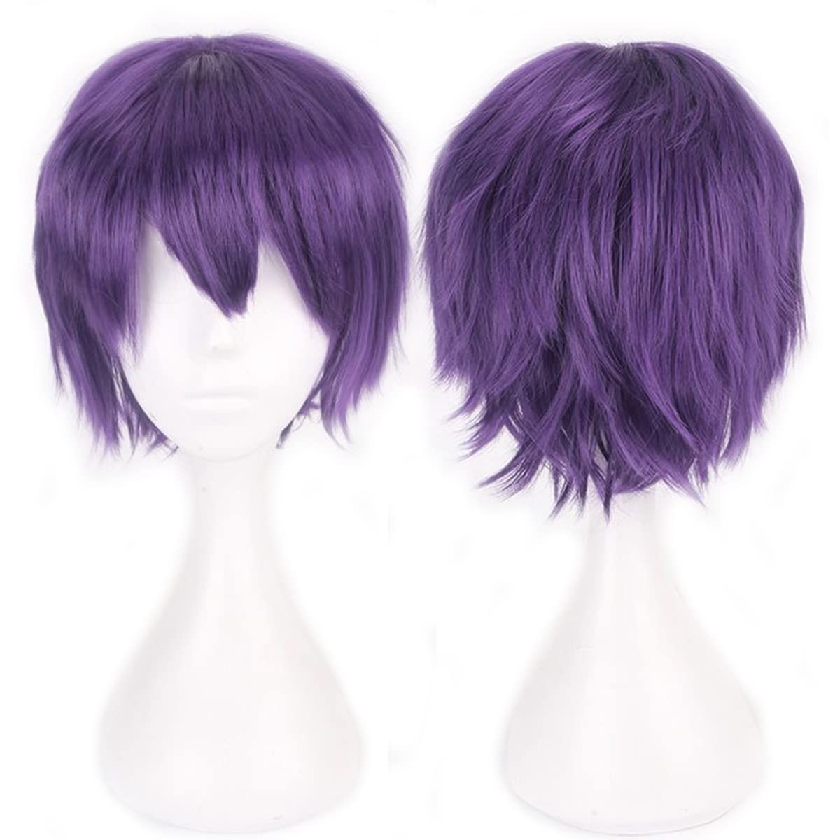 Holiday Wig Anime Costume Cosplay Wigs Short Anti-alice Synthetic Party Hair for Women Men Teens + Free Cap (Purple)