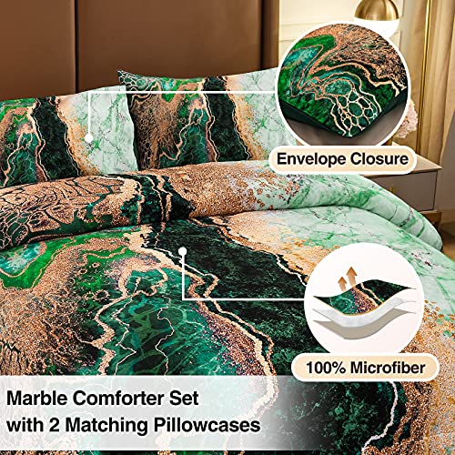 A Nice Night Marble Like Burning Mountain Printed Bedding Set,Retro Style Watercolor Artwork Design,Ultra Soft Comforter Set (Green, Queen(88-By-88-Inches)) #TOP3