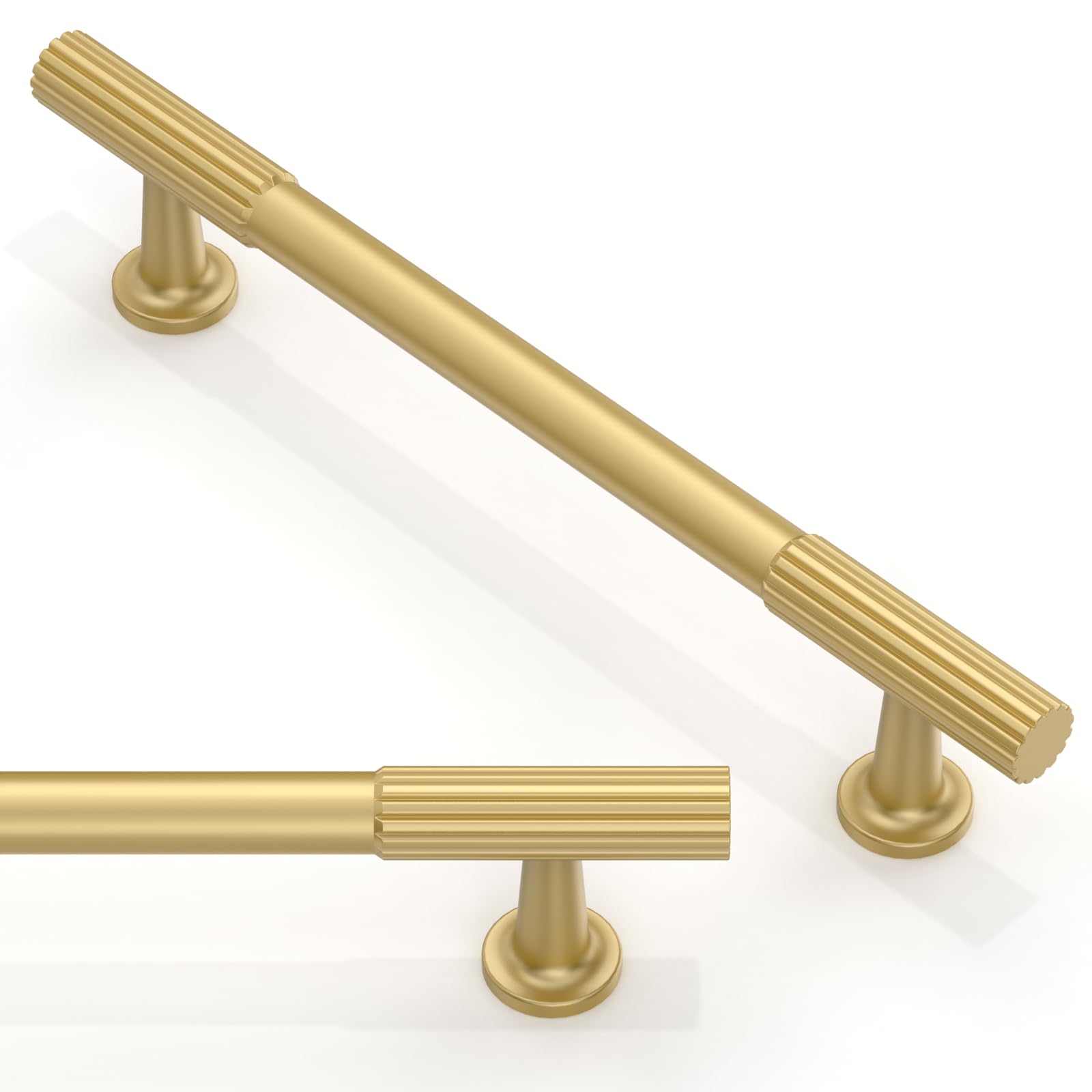 Asimerdeco 10 Pack Brushed Gold Cabinet Pulls 5 Inch(128mm) Kitchen Cupboard Handles Solid Zinc Alloy Cabinet Hardware Drawer Pulls