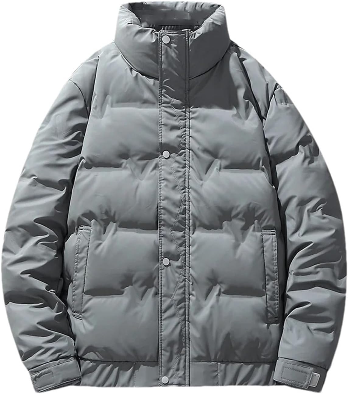 Men's Loose Duck Down Jacket Casual Stand Collar Warm Puffer Jacket Outdoor Sports Quilted Coat