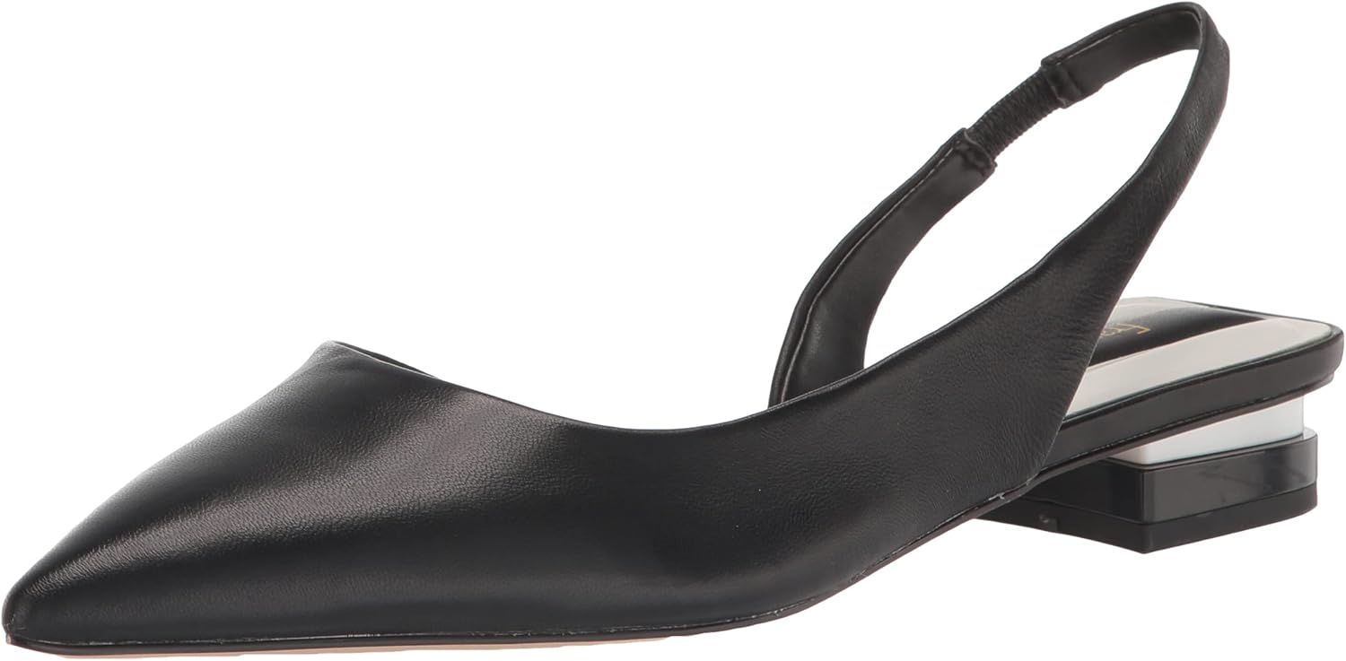 Franco Sarto Womens Tyra Slingback Low Heel Pump Black Leather 8 M