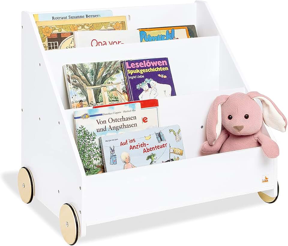 PINOLINO Regal Lasse – Bücherregal Kinder 3 Fächer, weißes Kinderbücherregal fürs Kinderzimmer, Kind