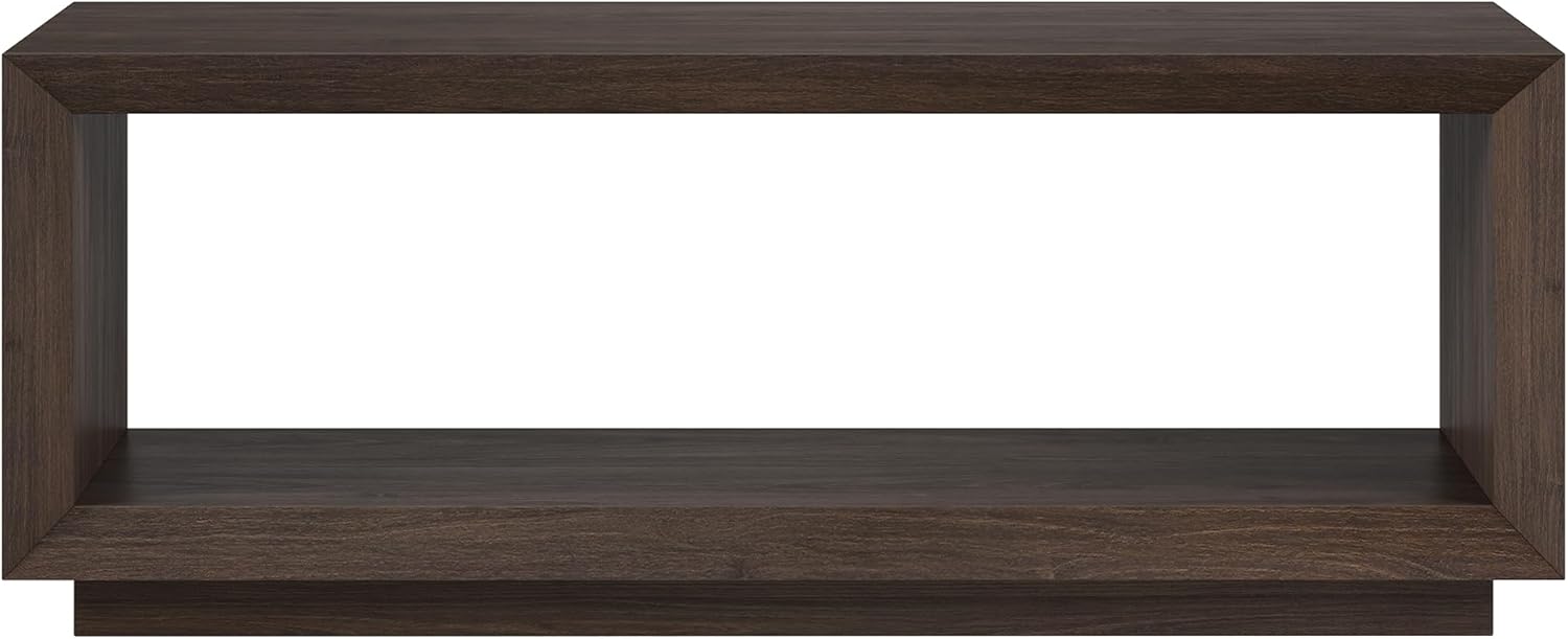 Henn&Hart 48" Rectangular Coffee Table with Open Storage Shelf for Living Room, Family Room, or Office, Warm Brown