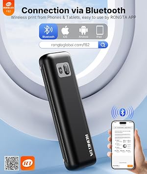 Rongta Portable Printers Wireless for Travel,Thermal Inkless Printer for School/Office/Home Use, Support 8.5x11 US Letter&A4 Thermal Paper, Compatible with Android,iOS & Laptop (Black)